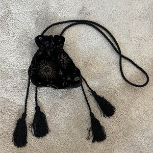 J. Crew suede embroidered bucket tote handbag